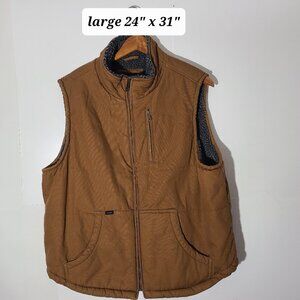Lee Men's Brown Canvas Fleece Lined Full Zip Large Vest